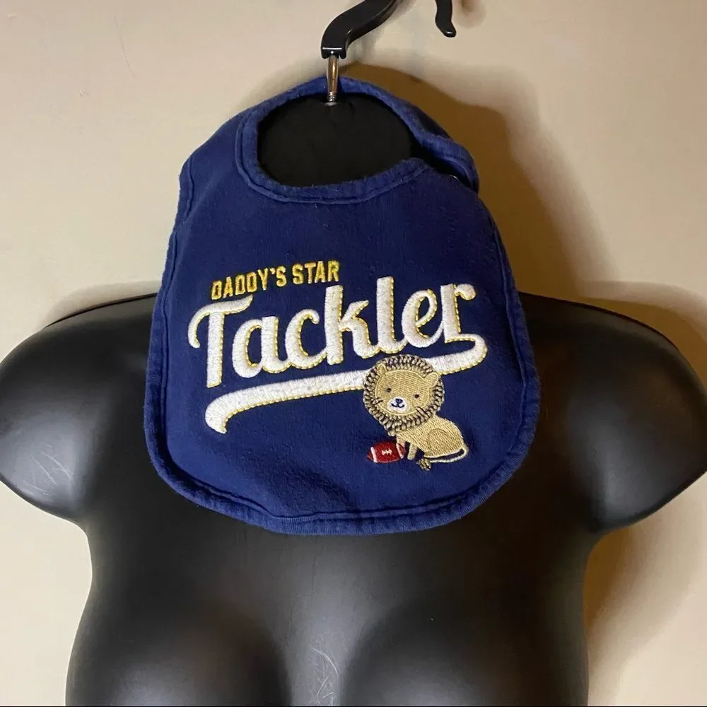Just one You Carters Baby One Size Daddy's Star Tackler Blue Lion Bib